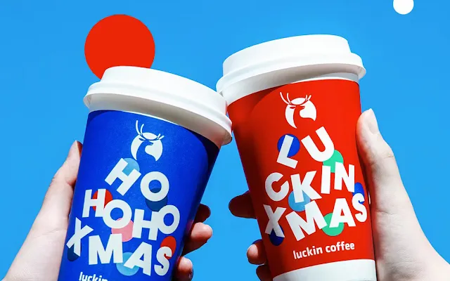 Luckin Coffeeの店舗外観とモバイル注文の様子