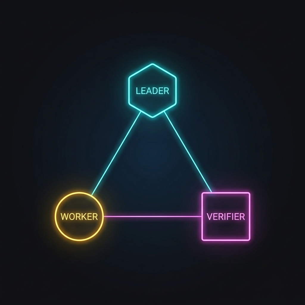 Leader-Worker-Verifier Architecture Diagram